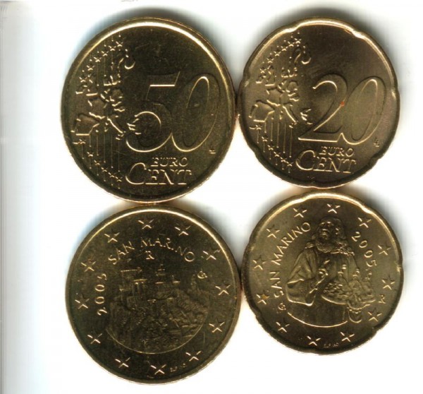 (afbeelding voor) 20 en 50 Eurocent San Marino 2005 UNC